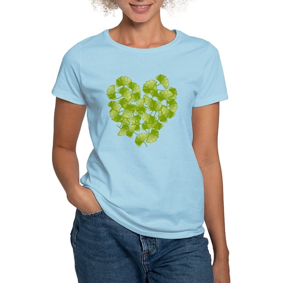 CafePress - Ginkgo Leaf Heart Women's Light T Shirt - Women's Classic T-Shirt