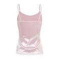 thumbnail image 2 of Aiihoo Women's Wet Look Metallic Tank Tops Spaghetti Straps Camisole Slim Vest Shirt Hip Hop Dancewear Pink M, 2 of 7