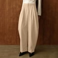 thumbnail image 4 of cocolona Womens High Street Dress Pants Elastic Waist Curved Wide Leg Business Casual Work Pants with Pockets, 4 of 4