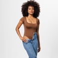 thumbnail image 2 of Eternatastic Women's Short Sleeve Tummy Control Bodysuits Sexy One Piece Square Neck Bodysuits, 2 of 6