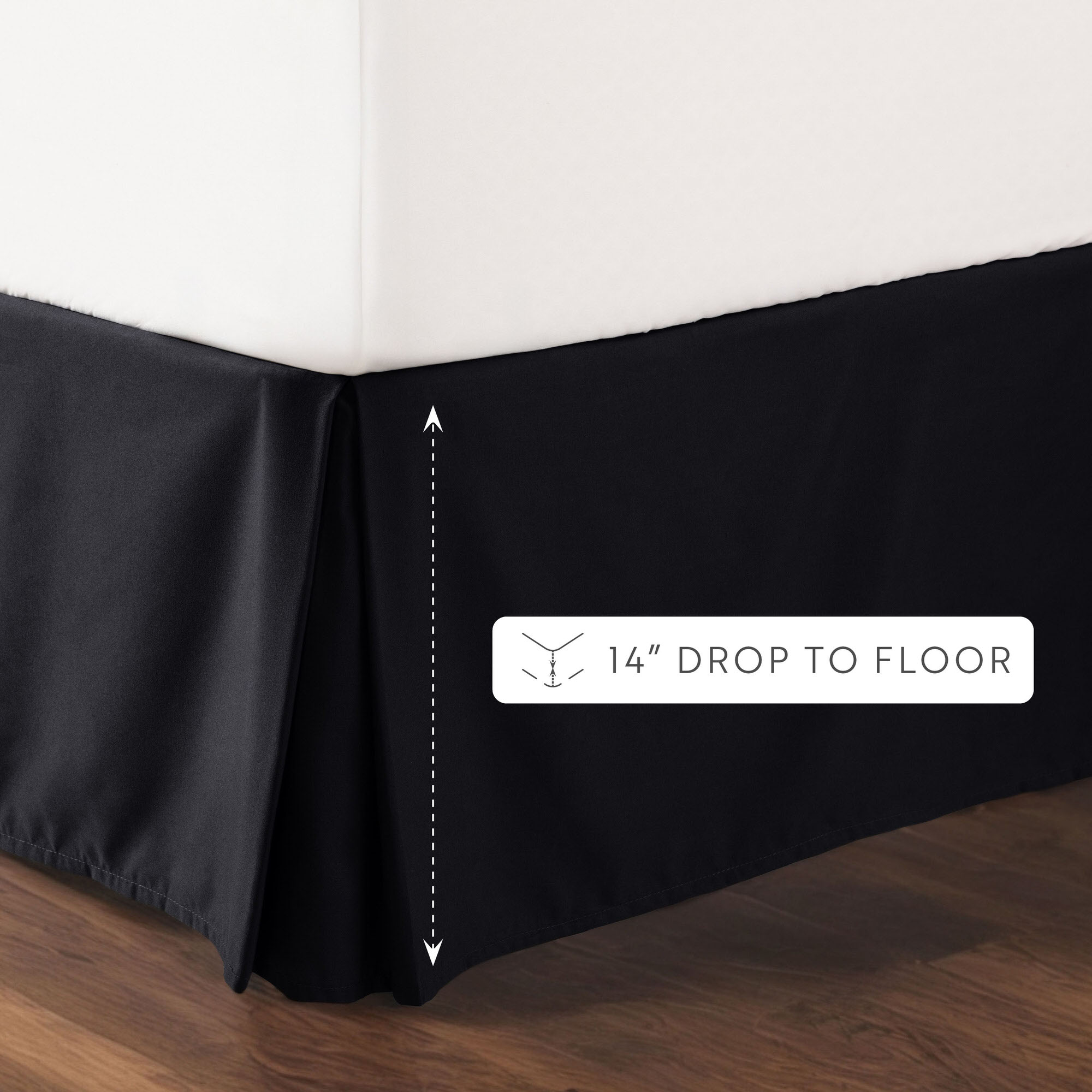 Noble Linens Black Pleated Dust Ruffle Bed Skirt, Queen
