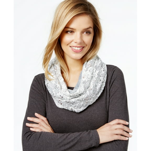Collection Xiix Foil-Print Lace Infinity Loop, Gray