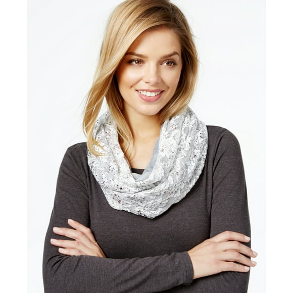 Collection Xiix Boucle Infini en Dentelle à Imprimé Feuille, Gris