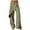 Green, variant on Kaemgyyd Women's Wide Leg Dress Pants Casual Button Stripe Work Office Wrap Trousers Loose Trendy Lounge Clothing Fall