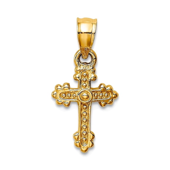 14k Yellow Gold Solid Polished Fancy Religious Faith Cross Pendant Necklace 12x9mm Pendant for Women