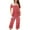 Red, variant on Diufon Women's Short Sleeve Pajama Set Round Neck Shirt and Capri Pants Printed TrendySleepwear Sets with Pockets