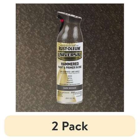 (2 pack) Dark Bronze, Rust-Oleum Universal Hammered Paint & Primer Spray Paint Spray Paint-258199, 12 oz