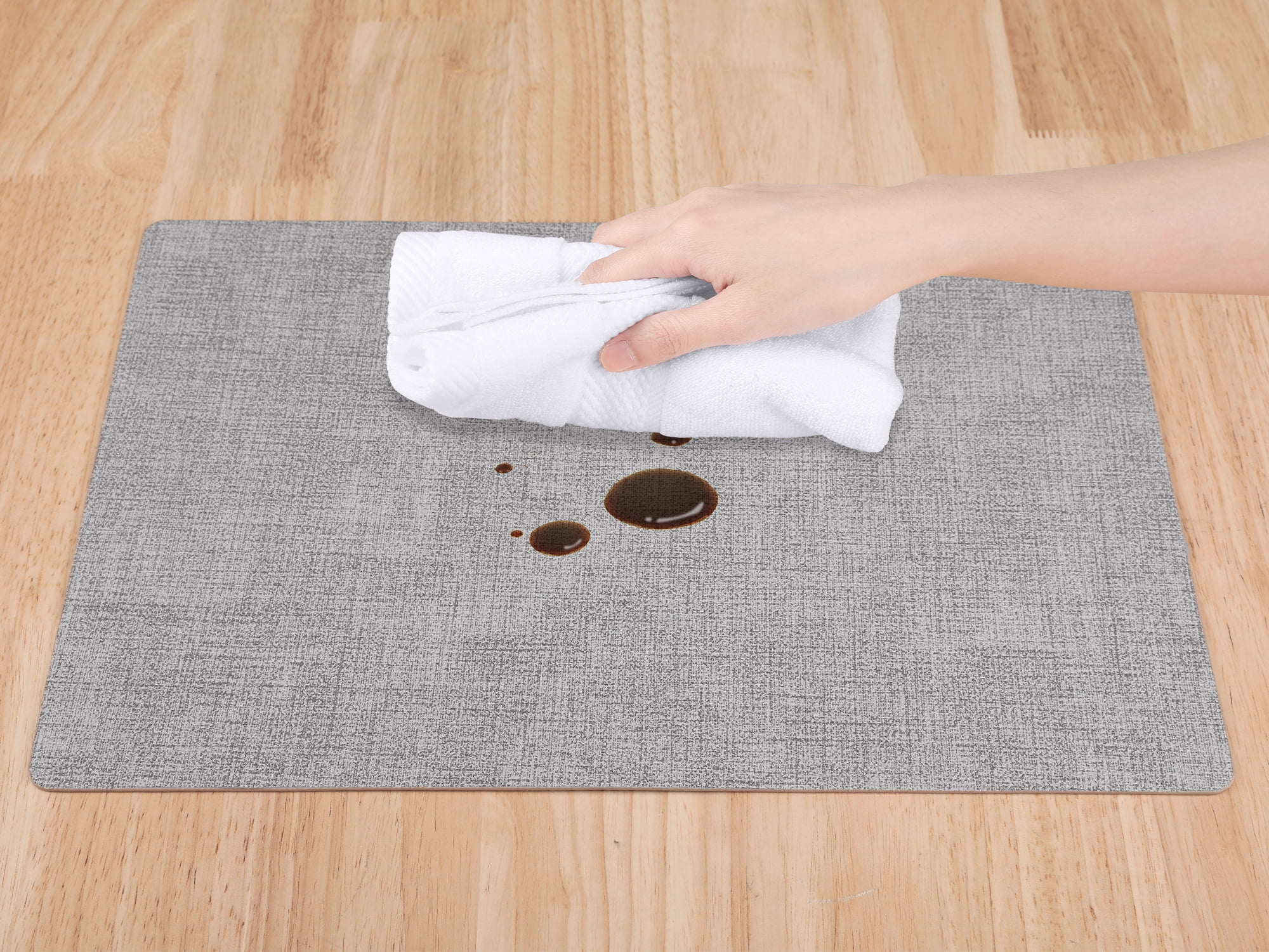 Unique Bargains Faux Leather Table Placemats for Kitchen Dining Table Light Light Gray