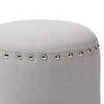 thumbnail image 3 of Skyline Decor Light Grey Fabric Upholstered Nail Trim Ottoman, 3 of 5
