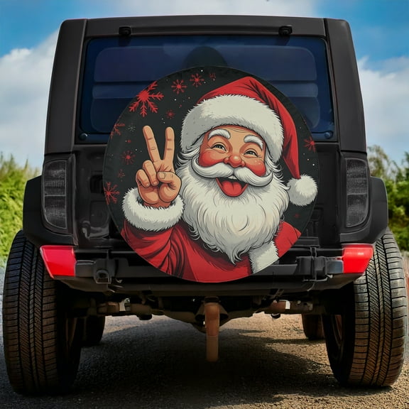 Lotusprinthandmade Christmas Santa Clause Spare Tire Cover Without Backup Camera Hole 6 Sizes (27 in.)– Tire Cover With Christmas Theme