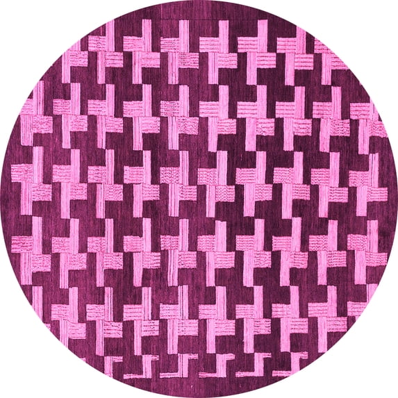 Ahgly Company Indoor Round Abstract Pink Modern Area Rugs, 3' Round