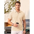 thumbnail image 3 of RICHCOIN Mens Casual Polo Shirt Summer Short Sleeve Vacation Button Beach Knit Stretchy Golf Shirts, 3 of 7