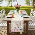 thumbnail image 4 of Happy Easter Table Runner, Spring Farmhouse Easter Bunny Eggs Floral Washable Cotton Linen Table Runners 60 Inches Long, Dresser Scarf Runner for Coffee/TV Stands/Kitchen/Cabinets 13''x60'', 4 of 9