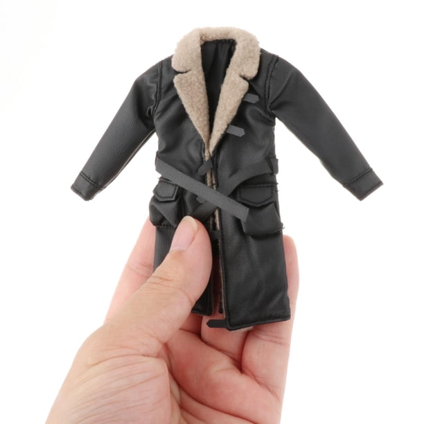 Gabardina de cuero PU Hugo 1/12 ropa de muñeca hecha a mano accesorio de vestir para muñecas con estilo