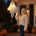 thumbnail image 4 of Halloween Decorations Outdoor - Light Up Hanging Swing Ghost with Cauldrons, Spooky Cute Ghosts Decorations for Front Porch Yard Tree, 4 of 6
