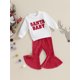 thumbnail image 4 of Conjunto navideño para niña pequeña, sudadera con bordado de Papá Noel, pantalones acampanados de terciopelo, 2 piezas, ropa de otoño e invierno, 4 of 8