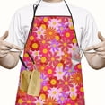 thumbnail image 2 of Red Daisy Flower Retro Pattern Apron-Garden Aprons for Women with Pockets-Cotton Linen Waterproof Kitchen Cooking Gardening Aprons Adjustable for Kitchen,Cooking,BBQ and Salon 33x27 Inch, 2 of 7
