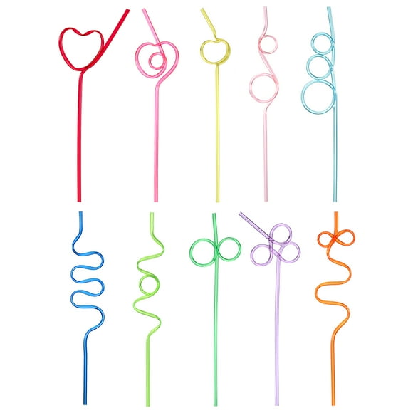 Unique Bargains 20pcs Silly Straws, 265mm/10.43' Crazy Straws for Gift Christmas Birthday Wedding Party Supplies Decoration