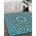 thumbnail image 3 of Ahgly Company Machine Washable Indoor Round Transitional Blue Diamond Blue Area Rugs, 6' Round, 3 of 7