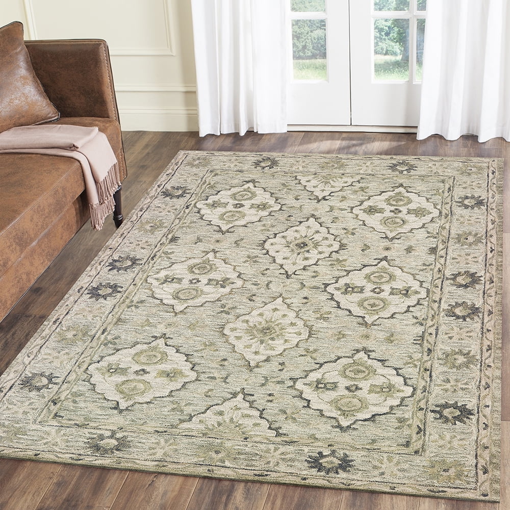 LR Home Traditional Floral 9x12 Green Classic Area Rug