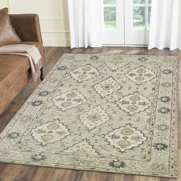 LR Home Traditional Floral 9x12 Green Classic Area Rug - Walmart.com ...