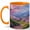 Orange, variant on Cherry Blossom Mountain Coffee Mug, Spring Nature Mug, Flower Lover Birthday Christmas Gift, Sakura Valley Lake Pink Petal Landscape Art, 11 oz White Ceramic Coffee Cup for Tea