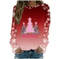 thumbnail image 2 of Xdegoge Xmas Sweatshirt for Women Crew Neck Long Sleeve Tops Xmas Tree Graphic Shirts Dressy Casual Womens Merry Sweatshirt Crewneck Sweatshirts Women, Red 3XL, 2 of 5