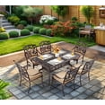 thumbnail image 5 of 7 Piece Strawberry Outdoor Dining Set Cast Aluminum  Patio Dining Set for 6 Includes 59”  Table and 6 Chairs with  Cushions and Umbrella Hole, 5 of 6