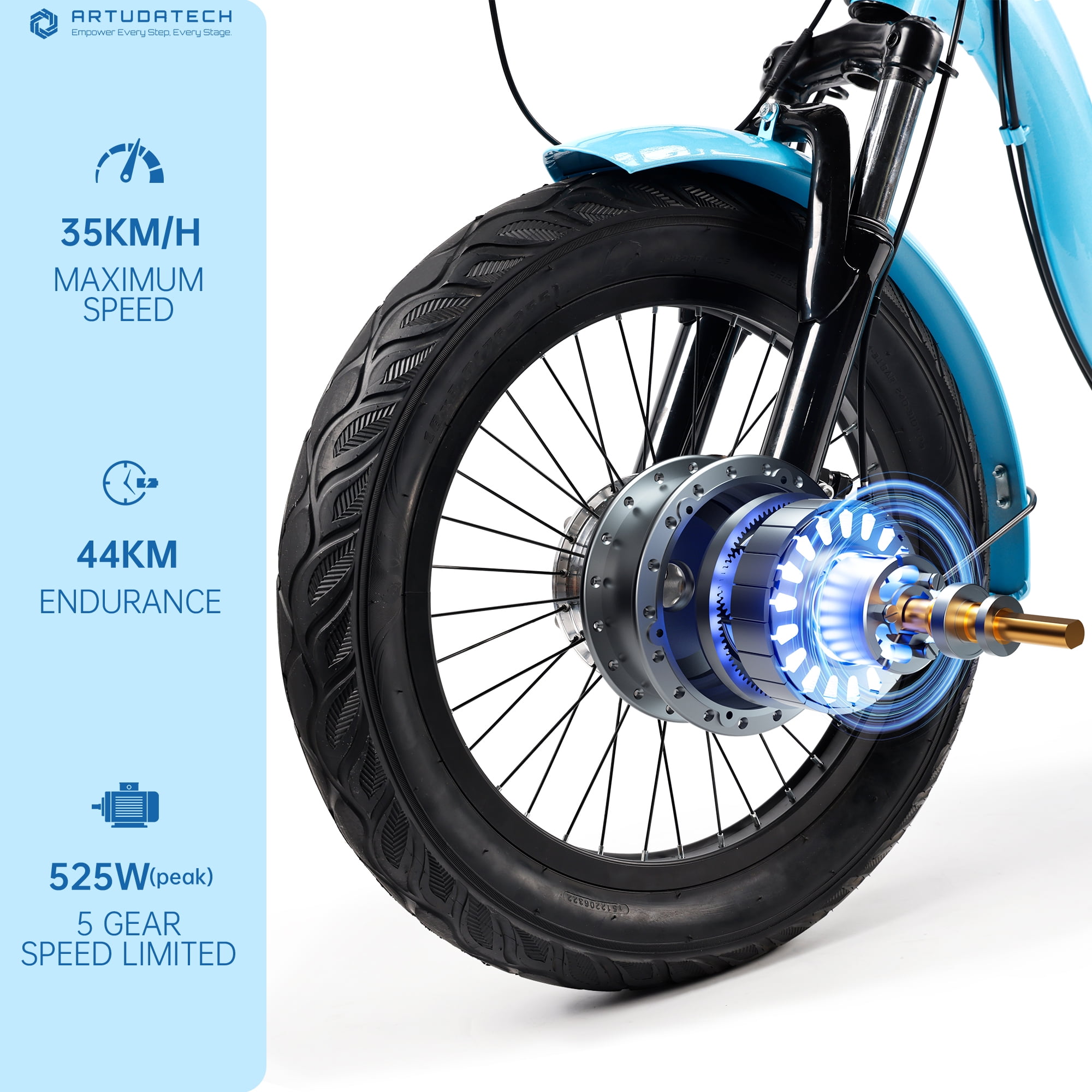 VIPQV Blue Electric Tricycle for Adults, 22MPH 27Miles 7-Speed Ebike, 3 Wheel Folding Electric Tricycle 18", Mountain E Bike, 350W Electric Trike 48V 13AH UL2849