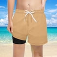 thumbnail image 2 of OSOLU Boys Shorts Casual Loose Fit Solid Color High Waist Stretchy Drawstring Waist Shorts Comfort Fashion Elegant Trousers, 2 of 4