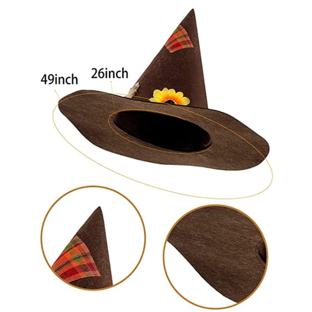 Scarecrow Hat, Deluxe Sunflower Felt Wizard Witch Hat Cosplay Accessory for  Halloween Costume Party - Walmart.com