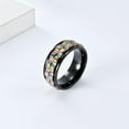 thumbnail image 3 of PAMTIER Men's 8mm Stainless Steel Personality Hip Hop Cool Heavy Brick Double Rainbow Gear Rotatable Fidget Ring Anxiety Wedding Band Black Size 8, 3 of 5