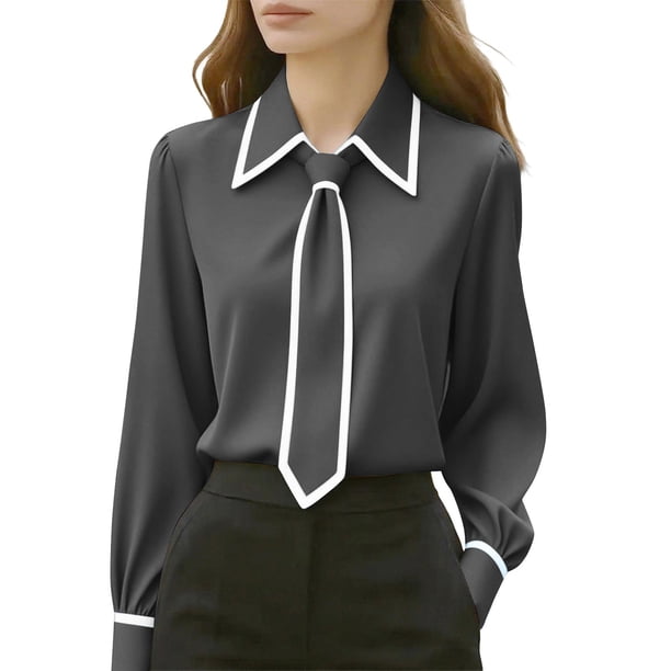 Eres Más Que una Camisa de Puntuación de Prueba Casual de Manga Larga Cuello Redondo Blusa de Poliéster Bufanda Camisa Top Mujer Sudadera de Moda