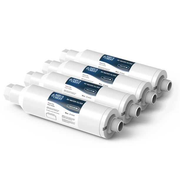 4 Pack AQUACREST RV Inline Water Filter, Reduces Lead, NSF Certified
