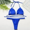 thumbnail image 6 of HCNTES Women's 2 Piece Bikini Set Spaghetti Strap High Cut Push Up Underwire Swimsuit(L,Blue), 6 of 6