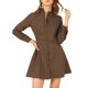 thumbnail image 5 of INSPIRE CHIC Vestido de Cuadros con Volantes y Cuello Mock, Botones, Mangas Largas, Talla XL, Marrón, 5 of 8