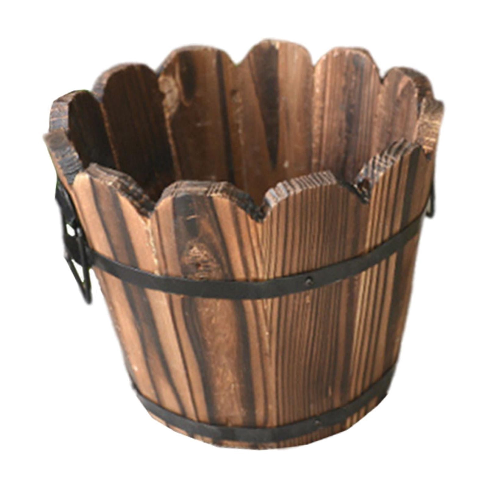 koolsoo Wood Barrel Planter, Floral Arrangement Container, Gift, Unique Flowerpot Flower Holder for Gardening Lover Yard Indoor Patio