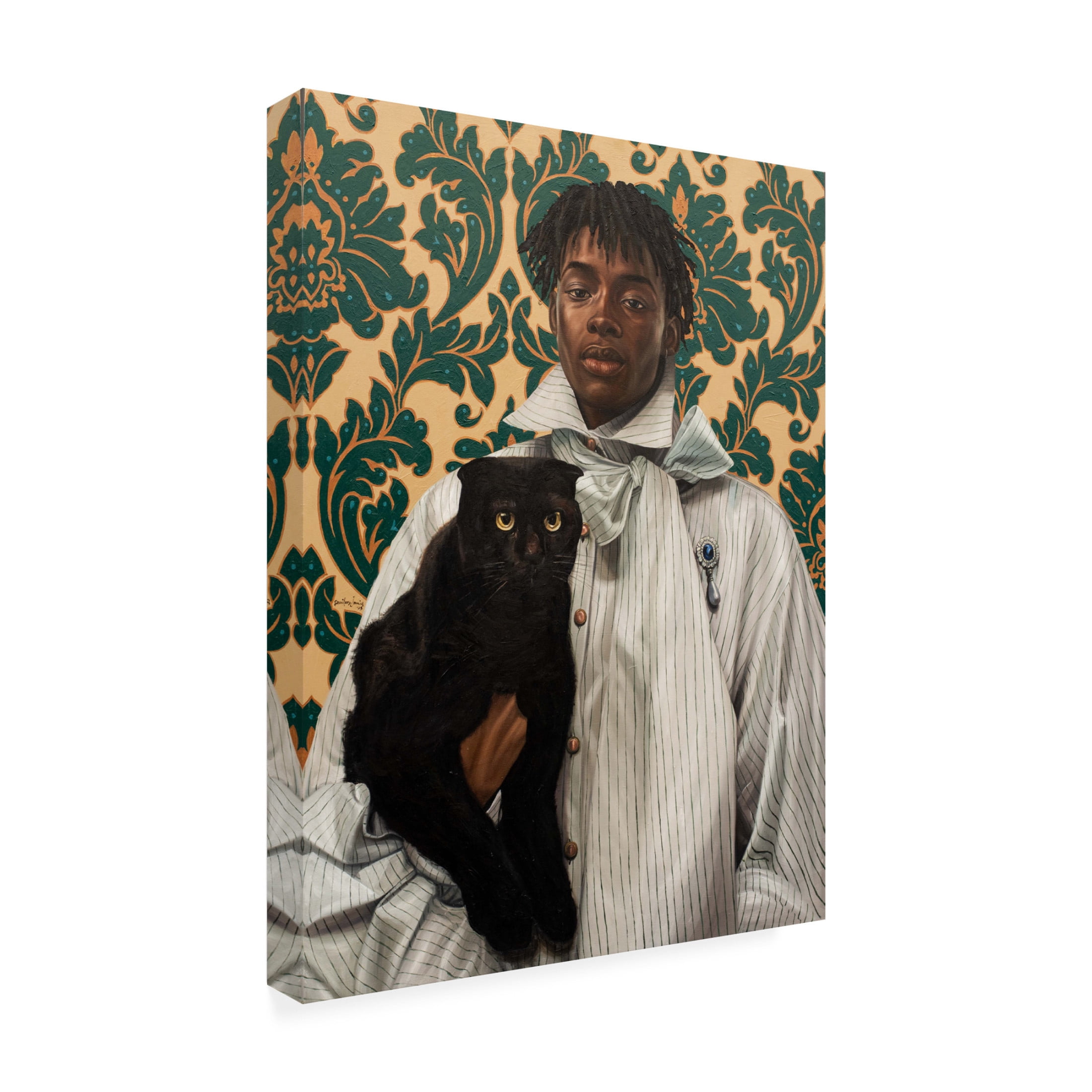 Trademark Fine Art Damilare Jamiu  Holding a Black Cat Canvas Wall Art