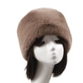 thumbnail image 5 of Gorro plano redondo de piel de conejo de imitación de otoño e invierno, gorro corto de felpa con pelo grueso y sin ala para mujeres mayores, 5 of 5