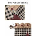 thumbnail image 6 of Red Texas Star Farmhouse Living Room Curtains 2 Panel, Black Plaid Berry Country Cafe Window Treatment, Farmhouse Bedroom Bathroom Kitchen Curtains Drapes 104"x54", 6 of 6
