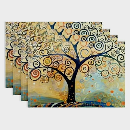 

Shiartex 4PCS Spirals Table Decor Linen 100% Table Mats for Birthday Parties Christmas Restaurants Buffets Home Decoration 18x12in
