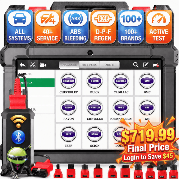 ANCEL X7 HD 10" Heavy Duty Truck Scanner Bidirectional Diesel Scan Tool with D-P-F/C0ding, 40  Reset, Full System Diesel Diagnostic Scan Tool for Cummins Detroit Heavy Truck Pickup Tractor Semi Truck