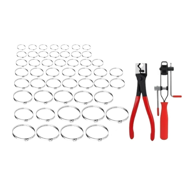 Colaxi Hose Clip Pliers with Stainless Steel CV Boot Clamps Kit Heavy Duty Automobile Repair Compact Car Banding Sturdy Multipurpose Style B