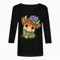 thumbnail image 6 of HCNTES Mardi Gras Shirts for Women 3/4 Sleeve Fat Tuesday Tshirt V Neck New Orleans Carnival Themed Party Outfit(Size:S), 6 of 8