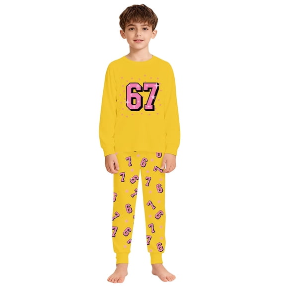 oqasdz Boys Character Print Loungewear 2 Piece Pajamas Comfortable Kids Home Wear Soft Sleepwear Play Outfit Relaxed Fit Pajama Set