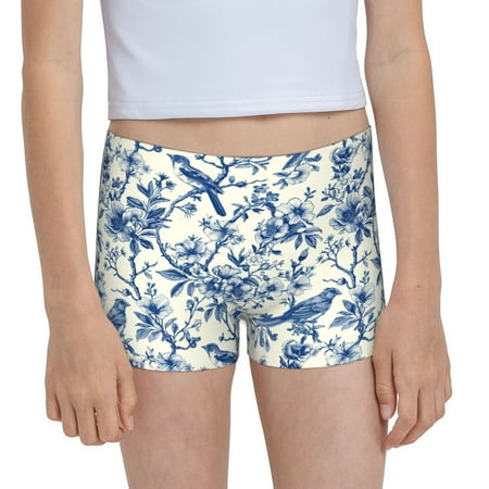 Pofeuu Vintage Floral Birds Print Soft Cotton Girls Boyshort panties Toddler Underwear-Large