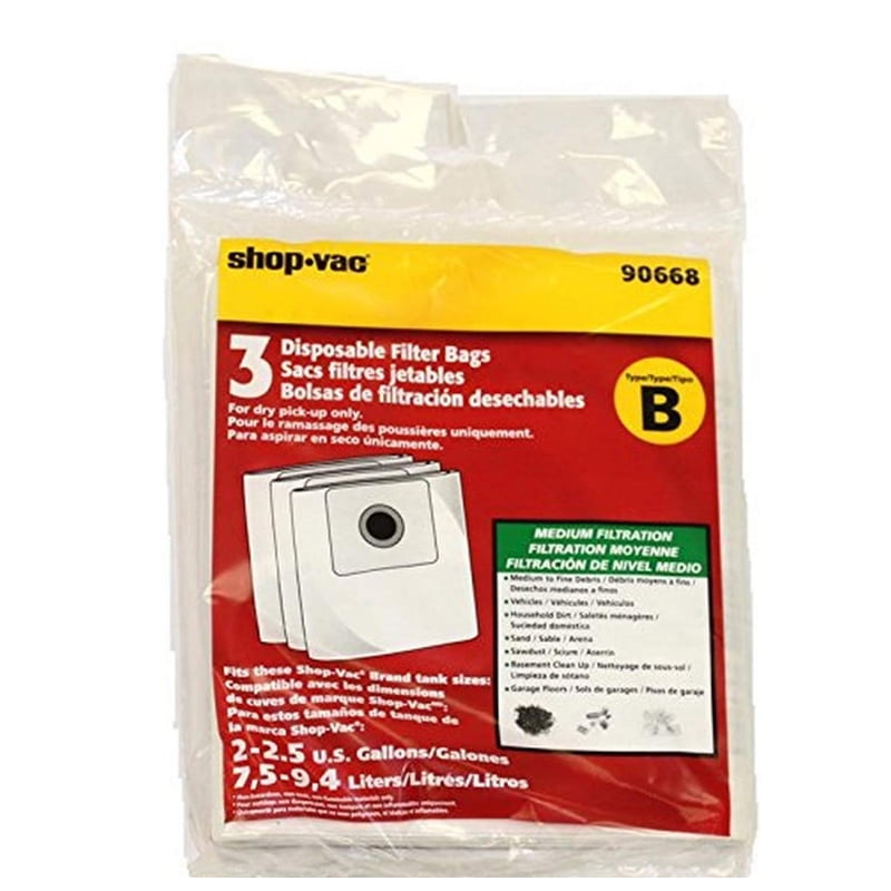 Shop Vac Type B Vacuum 2 To 2.5 Gallon Paper Bag Works With All Around
