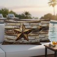 thumbnail image 2 of Outdoor Pillow Cover Metallic Stars Set of 2 Waterproof Throw Pillowcases Wood Grain Decorative Patio Furniture Pillows for Couch Garden Indoor & Outdoor Use, 2 of 9