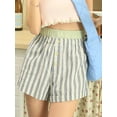 thumbnail image 3 of ZAXARRA Women Elastic Waist Shorts Casual Summer Patchwork Stripe Print Short Pants for Beach Nightclub Streetwear, 3 of 9