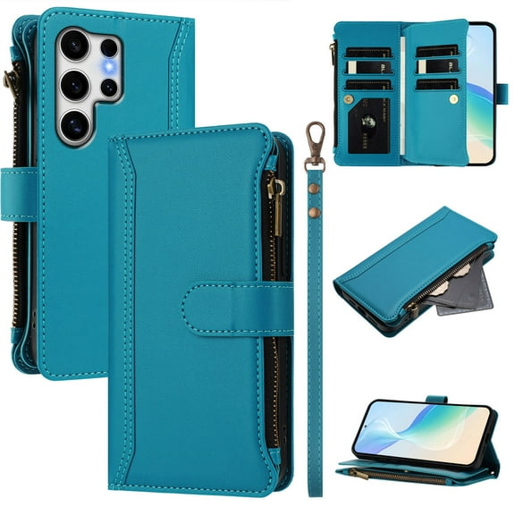 for Samsung A53 A52 A32 A33 A13 Wallet Phone Case with Magnetic Zipper Closed Credit Card Slot Shockproof Phone Case